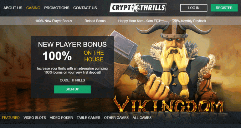 Try Crypto Thrills and receive 35 free spins no deposit