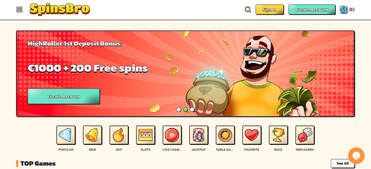 Get 200 Free Spins and a 1000 EUR Bonus at SpinsBro Casino